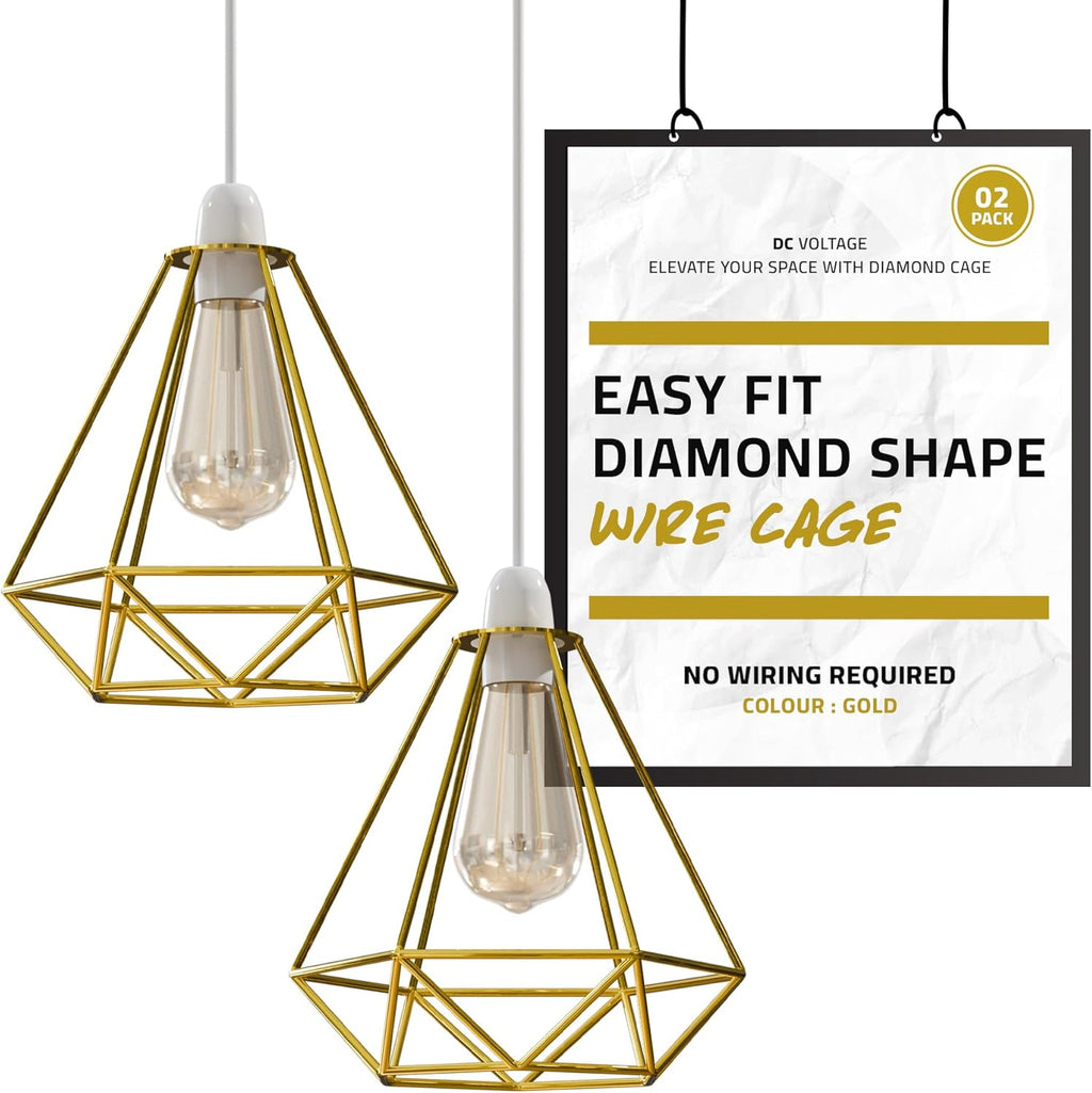 2-Pack Modern Diamond Cage Lampshades with Reducer Rings ~1005