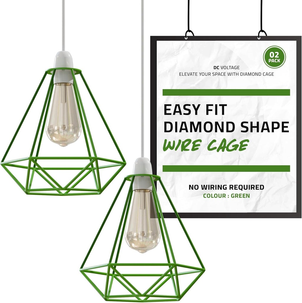 2-Pack Modern Diamond Cage Lampshades with Reducer Rings ~1005