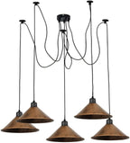 Industrial 5-Head Spider Pendant Light – Brushed Copper Shades ~1091