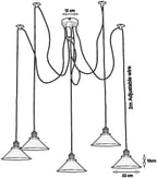 Industrial 5-Head Spider Pendant Light – Brushed Copper Shades ~1091