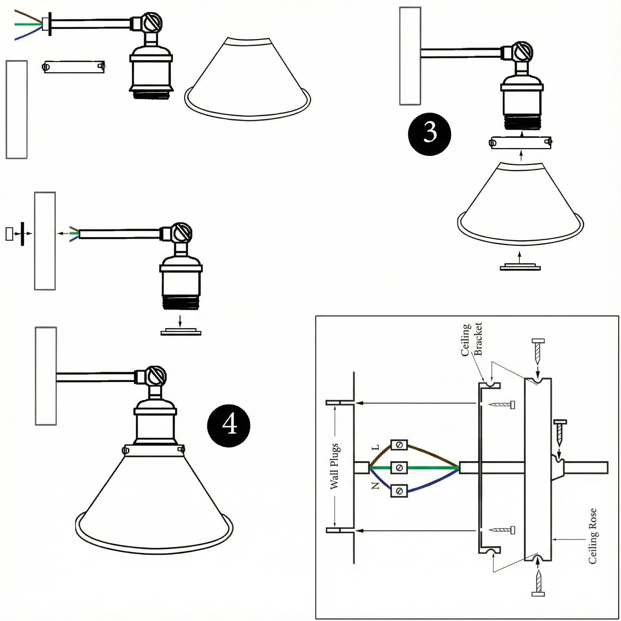 Industrial Metal Wall Sconce – Vintage Cone Shade E27 Fixture ~1063