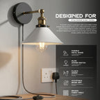 Industrial Plug-in Wall Light | Adjustable Brass Arm & Dimmer E27 ~1204