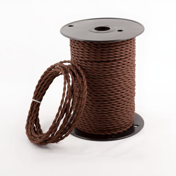 3 Core Twisted Vintage Fabric Braided Electric Brown Cable ~1059
