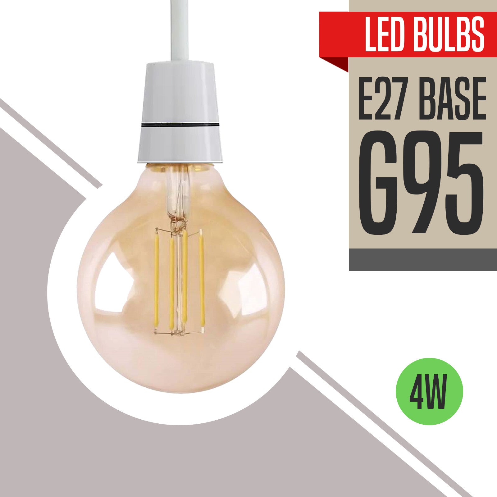 Vintage G95 LED Filament Bulb 4W Dimmable B22 Warm White ~1155
