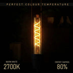 Light bulb with glowing filament in a dark setting, highlighting 'Perfect Colour Temperature' text.