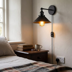 Dimmable Swing-Arm Wall Light | Plug-In Black Sconce + Bulb ~1076