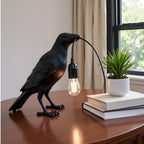 Modern Resin Raven Table Lamp – 3D Black Bird Sconce ~1029
