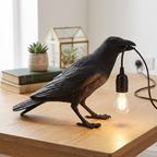 Modern Resin Raven Table Lamp – 3D Black Bird Sconce ~1029