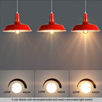 Modern Vintage Red Pendant Light | Industrial Kitchen Hanging Lamp ~1032