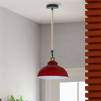 Vintage Hemp Rope Pendant Light | Industrial Metal Hanging Lamp ~1033