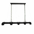 Black industrial-style light fixture with chains