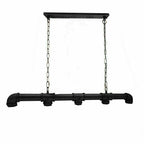 Black industrial-style light fixture with chains