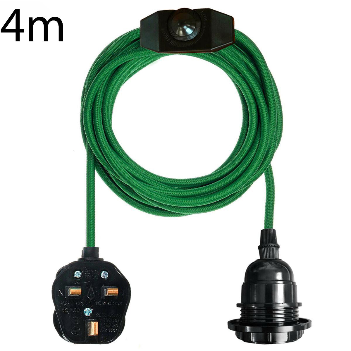 Green electrical cable with plug and socket