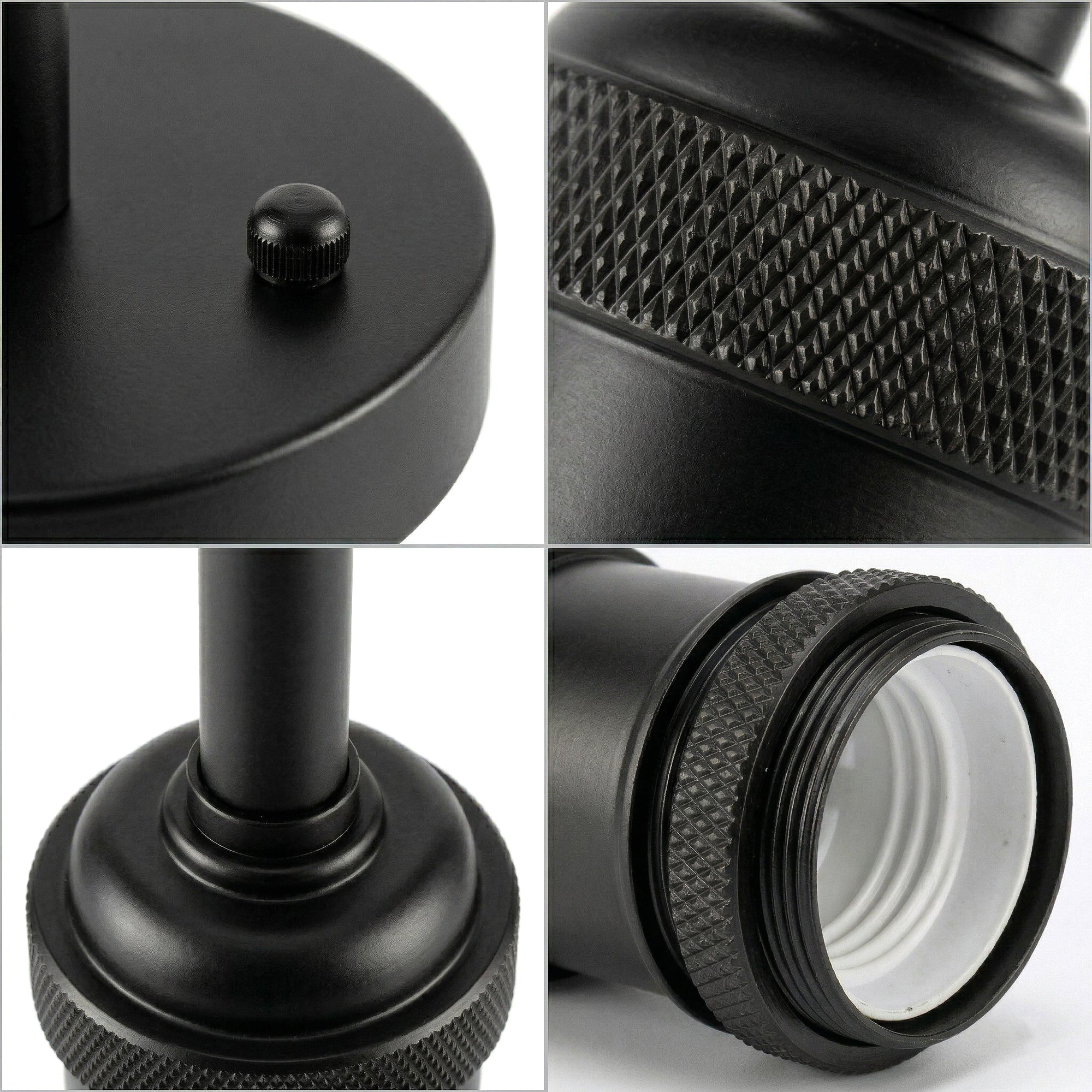 Vintage Black Ceiling Light | Retro E27 Flush Mount Holder ~1026