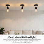 Vintage Black Ceiling Light | Retro E27 Flush Mount Holder ~1026