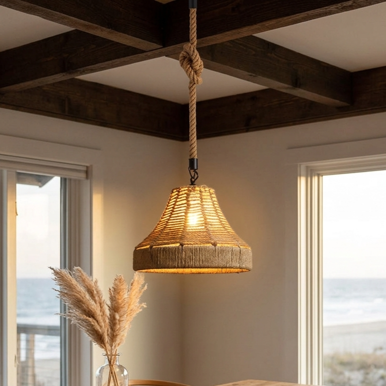 Retro Industrial Vintage Loft Hemp Rope  Pendant Ceiling Light Lamp