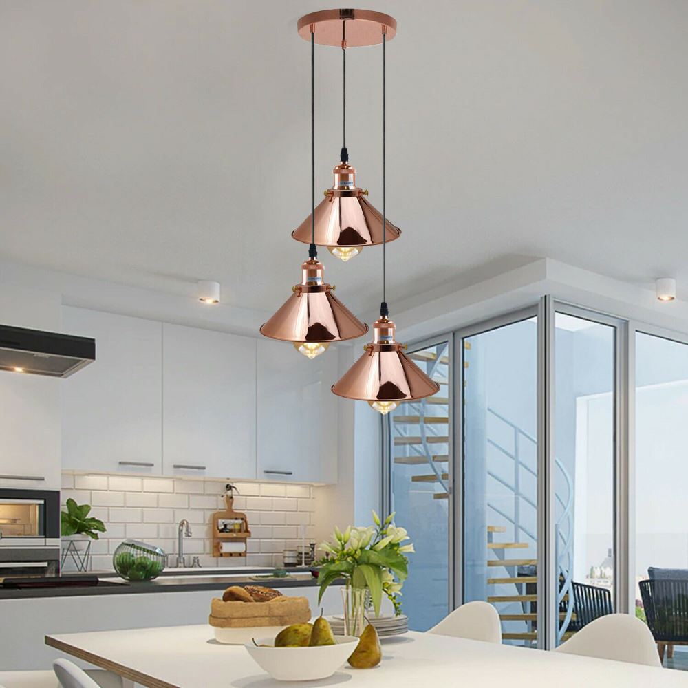 Modern Cluster Pendant Light | 3-Light Adjustable Rose Gold Fixture ~1093