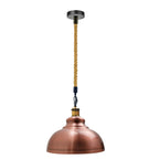 Vintage Hemp Rope Pendant Light | Industrial Metal Hanging Lamp ~1033