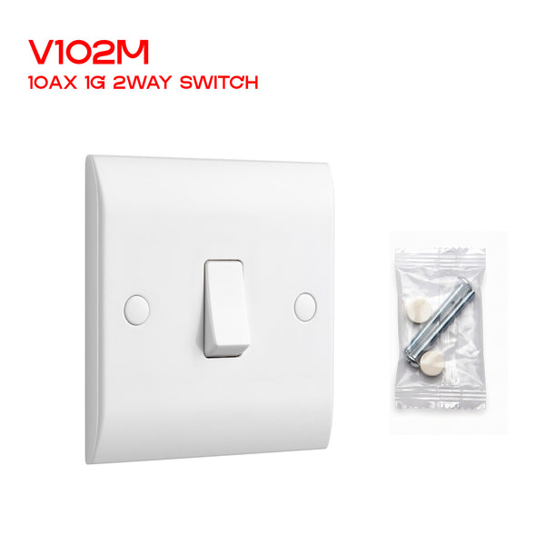 1, 2 & 3 Gang 2 Way White Light Switches – 250V AC ~1247