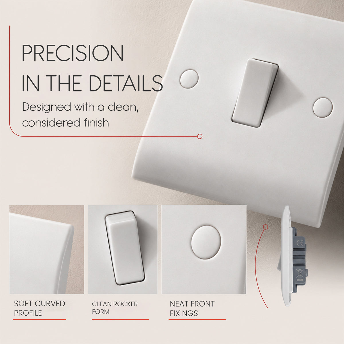 1, 2 & 3 Gang 2 Way White Light Switches – 250V AC ~1247