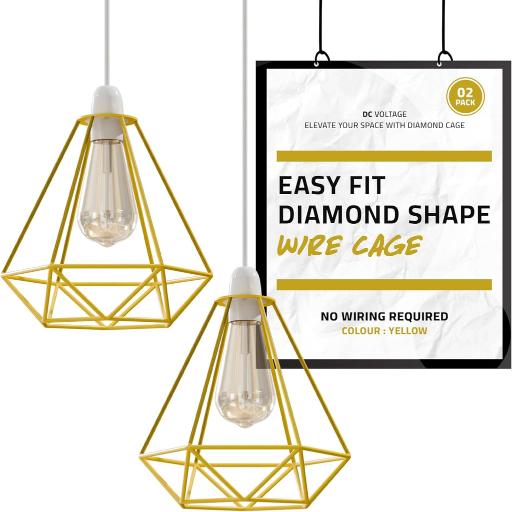 2-Pack Modern Diamond Cage Lampshades with Reducer Rings ~1005