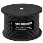 Vintage 3 core Electric round cable covered with fabric ~1054