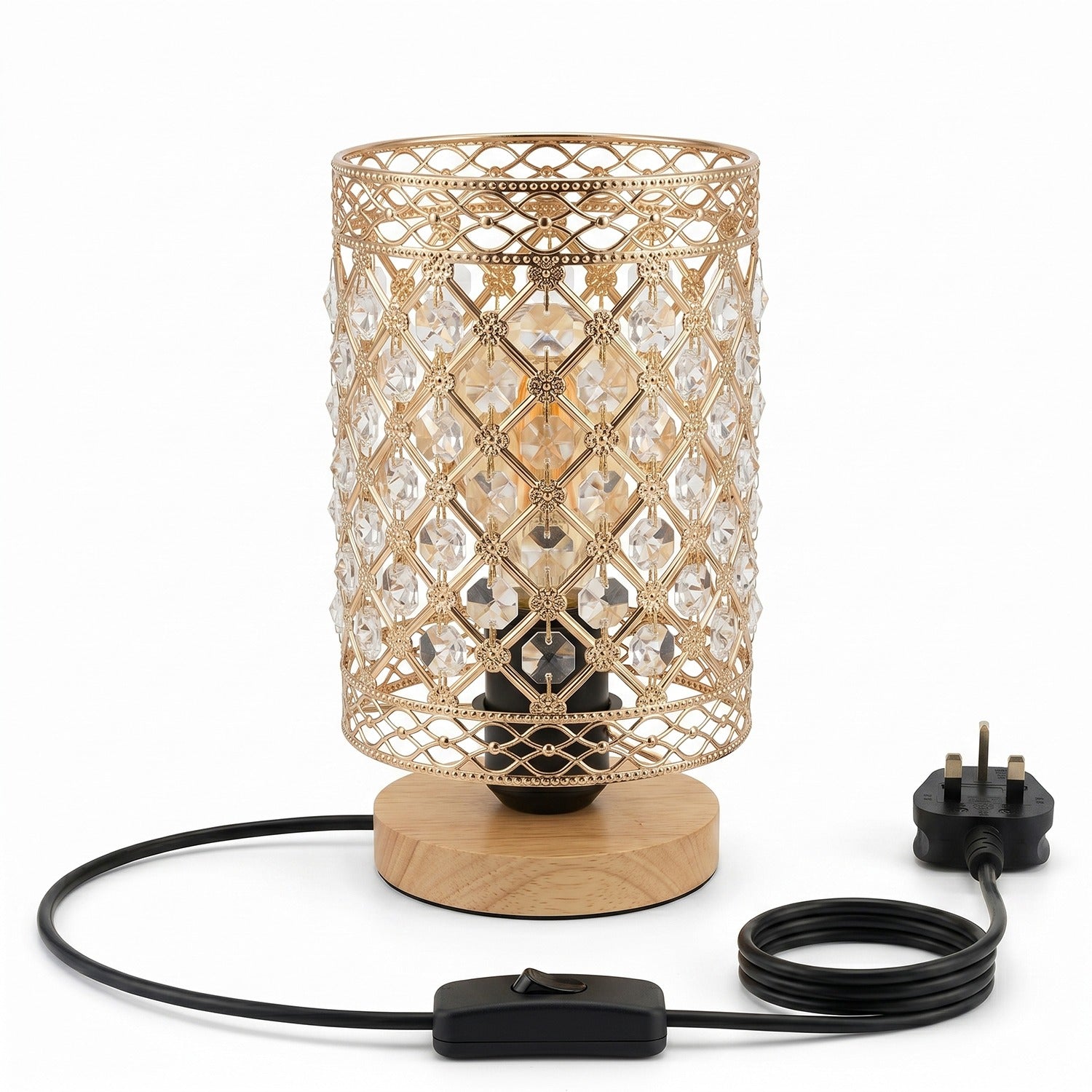 Vintage Crystal Cage Table Lamp E27 Bedside Desk Lamp~1175
