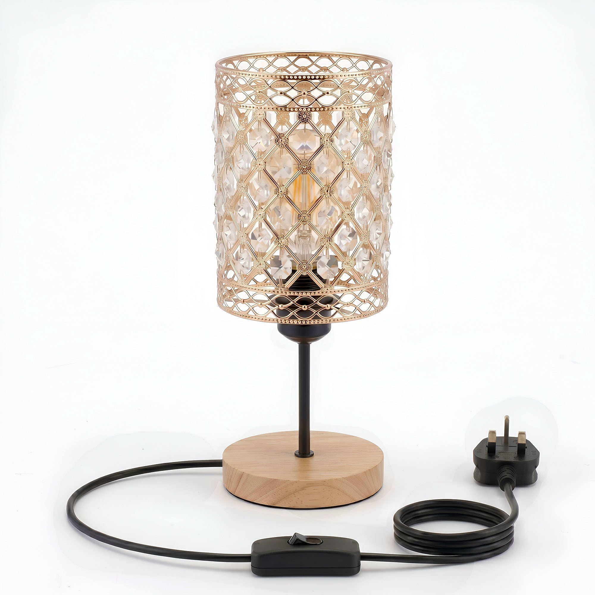 Vintage Crystal Cage Table Lamp E27 Bedside Desk Lamp~1175