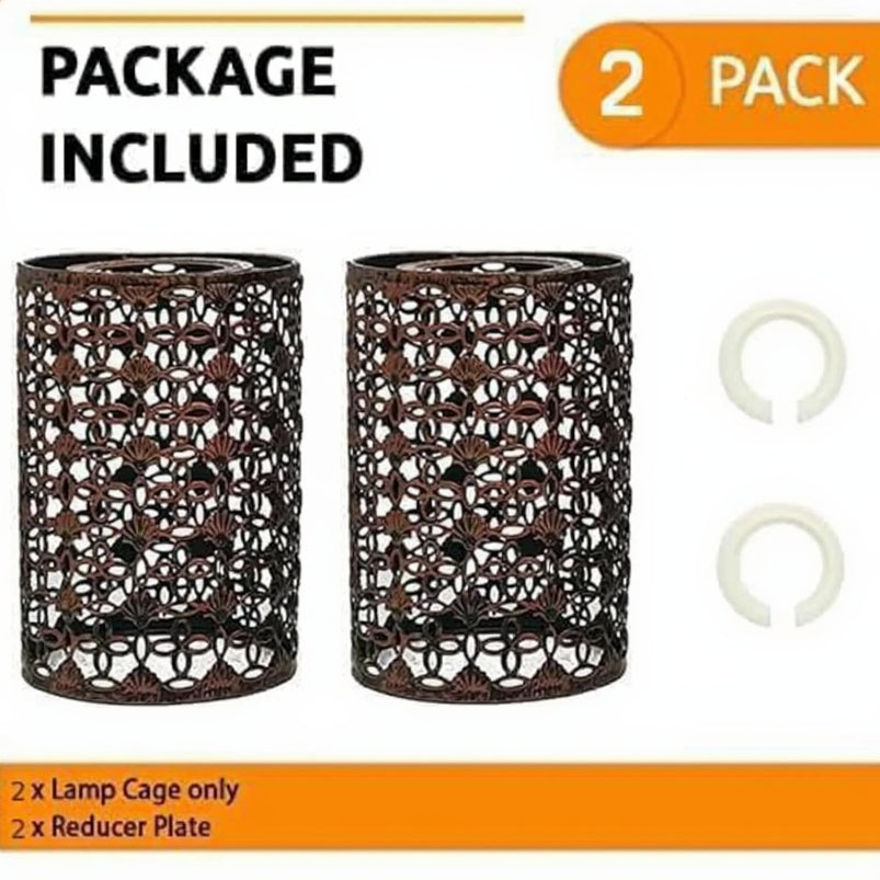 2-Pack DC Voltage Industrial Metal Bulb Guard | Drum Cage Lamp Shade ~1004