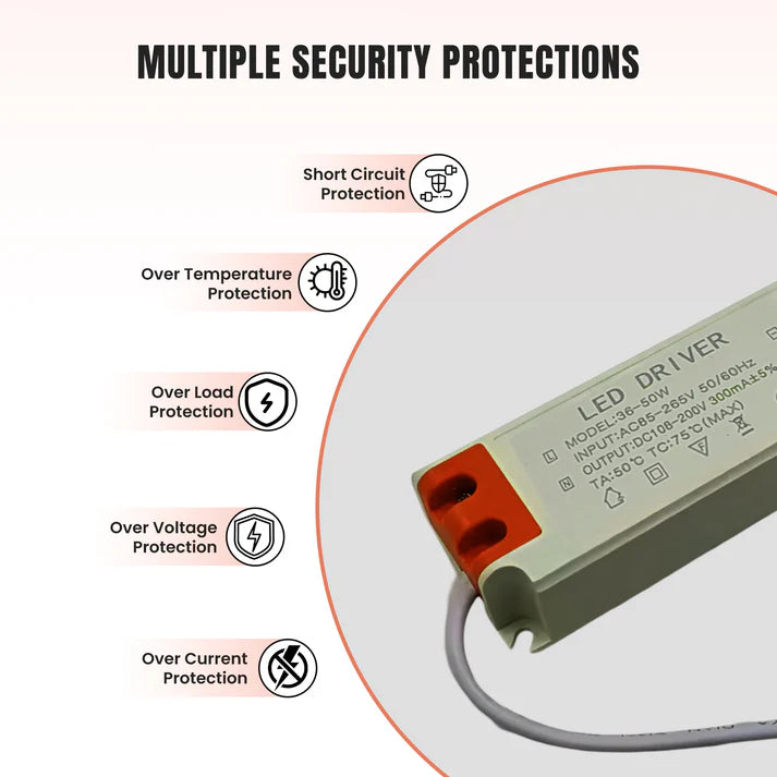 DCVOLTAGE IP20 36-50W Constant Current LED Driver, 300mA ~1062