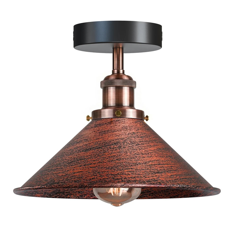 Industrial Semi Flush Ceiling Light – 22cm Cone Shade E27 ~1079