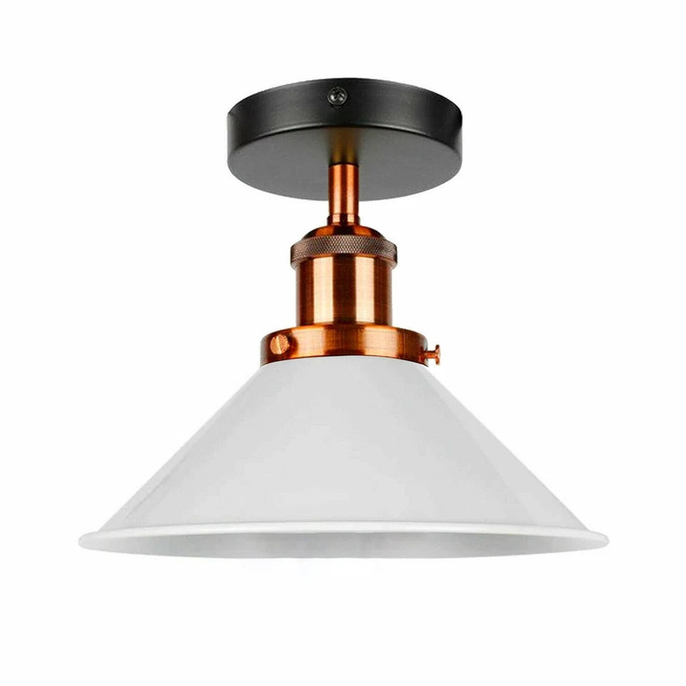 Industrial Semi Flush Ceiling Light – 22cm Cone Shade E27 ~1079