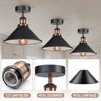 Industrial Semi Flush Ceiling Light – 22cm Cone Shade E27 ~1079