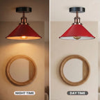 Industrial Semi Flush Ceiling Light – 22cm Cone Shade E27 ~1079