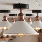 Industrial Semi Flush Ceiling Light – 22cm Cone Shade E27 ~1079