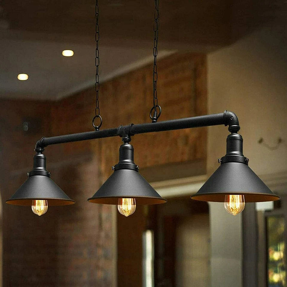 3 Light Steampunk Pendant Light with Adjustable Chain – E27 ~1019