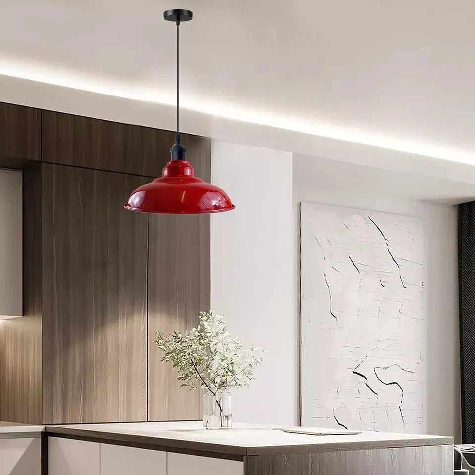 2 Pack Kitchen Pendant Lights – Retro Industrial E27 Hanging Lights ~1020