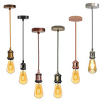 Vintage Brass E27 Pendant Light Fitting – 195cm Twisted Fabric Cable ~1226