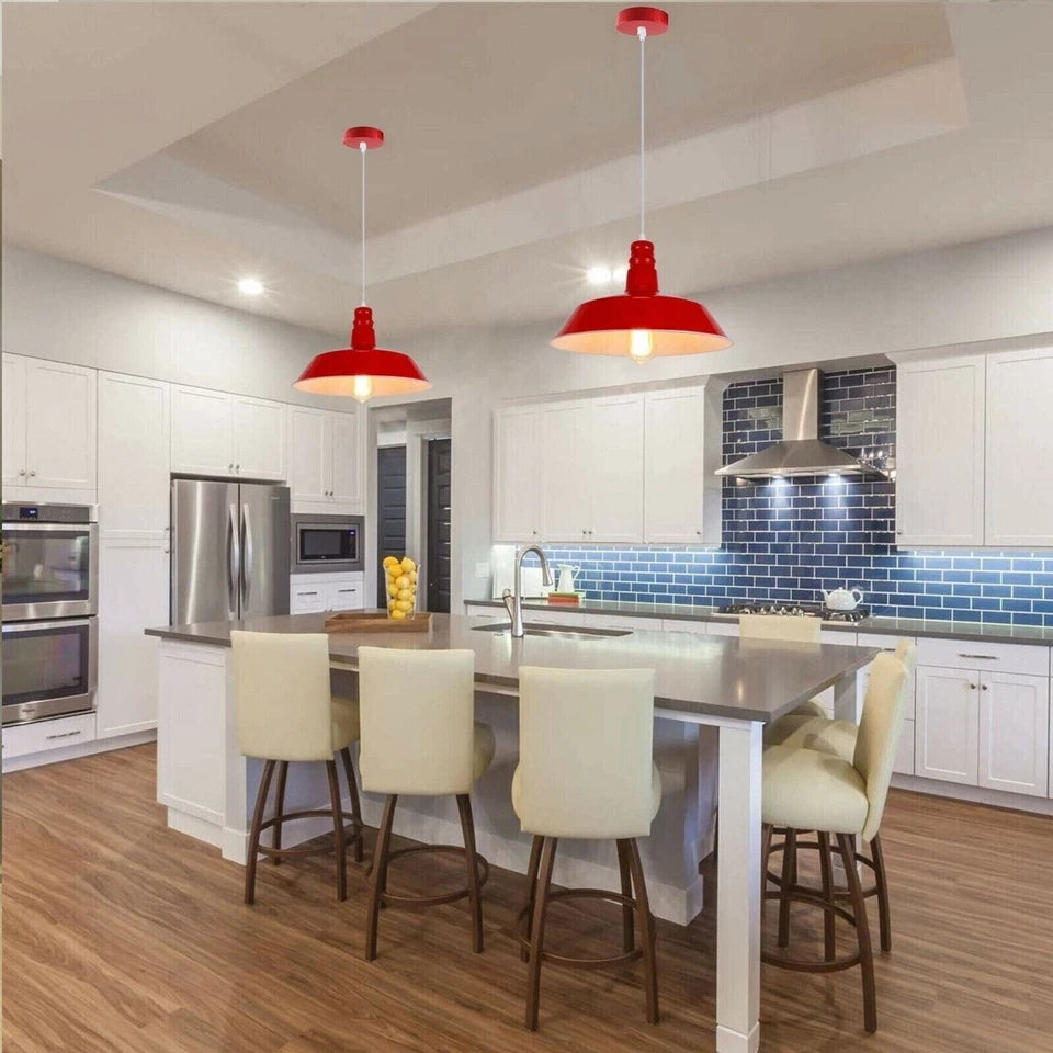 Red Pendant Light E27 Industrial Metal Ceiling Lamp for Kitchen ~1032