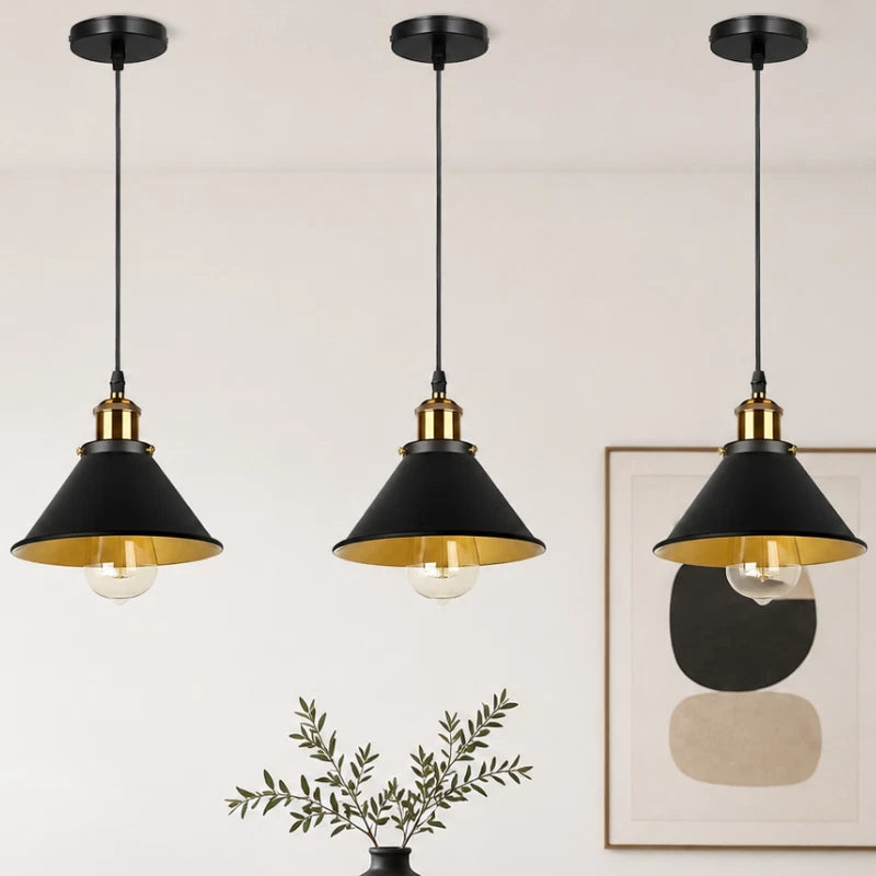 black industrial pendant lights three pack for kitchen lighting