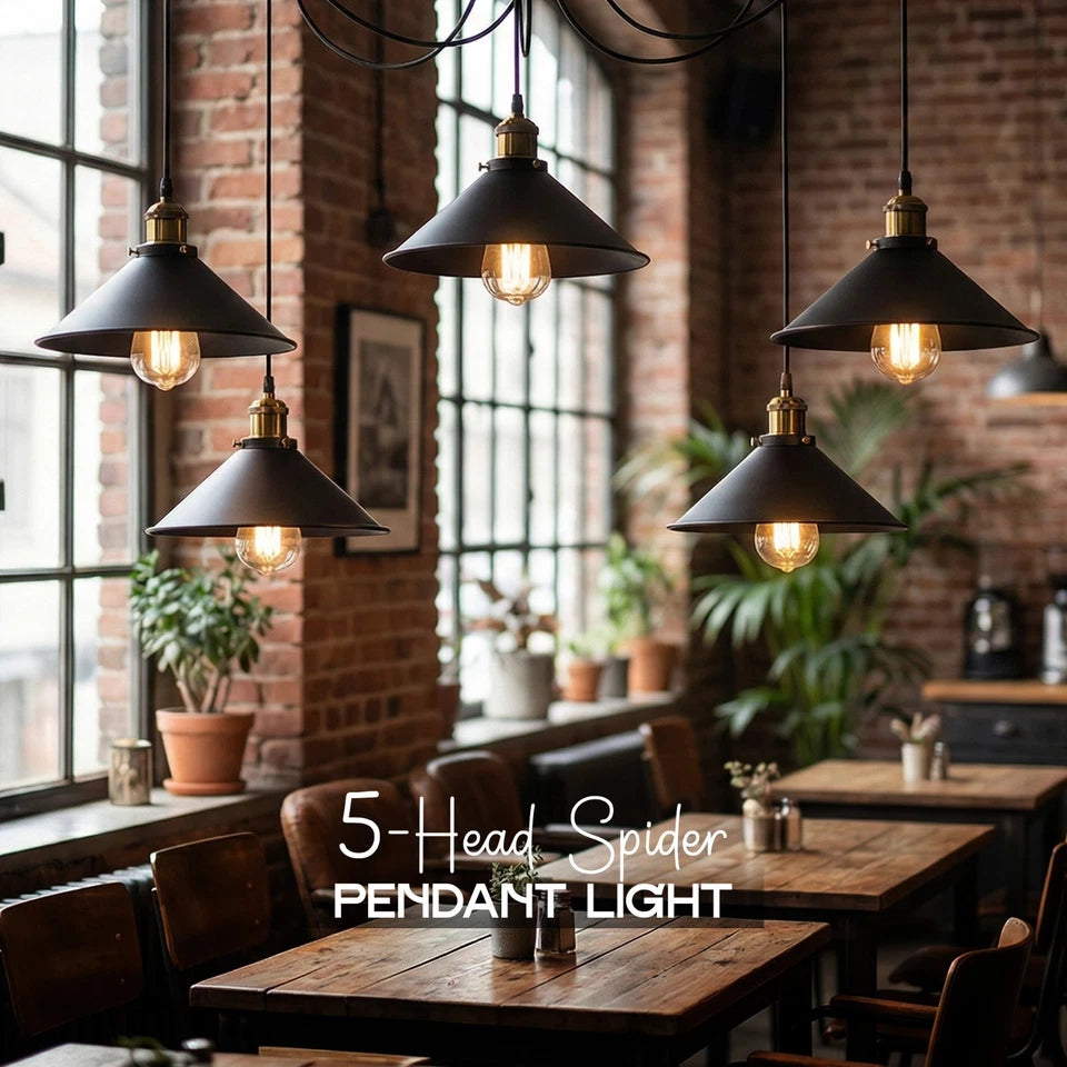5 Light Spider Pendant Light – E27 Vintage Industrial Ceiling Light ~1089