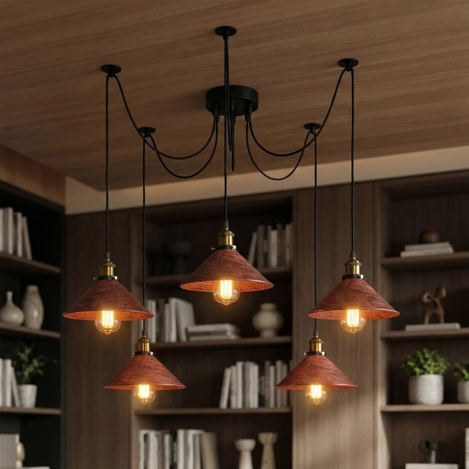 5 Light Spider Pendant Light – E27 Vintage Industrial Ceiling Light ~1089