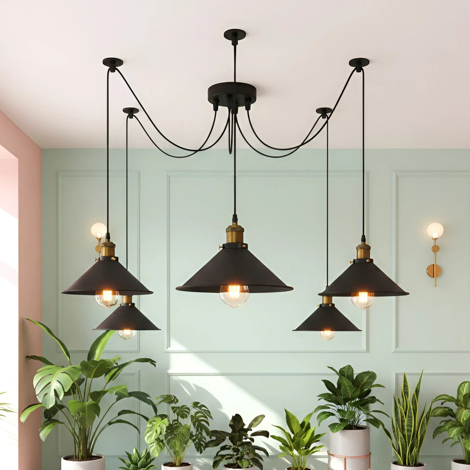 5 Light Spider Pendant Light – E27 Vintage Industrial Ceiling Light ~1089