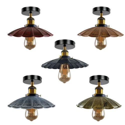 Industrial Flush Ceiling Light – E27 Metal Shade ~1174