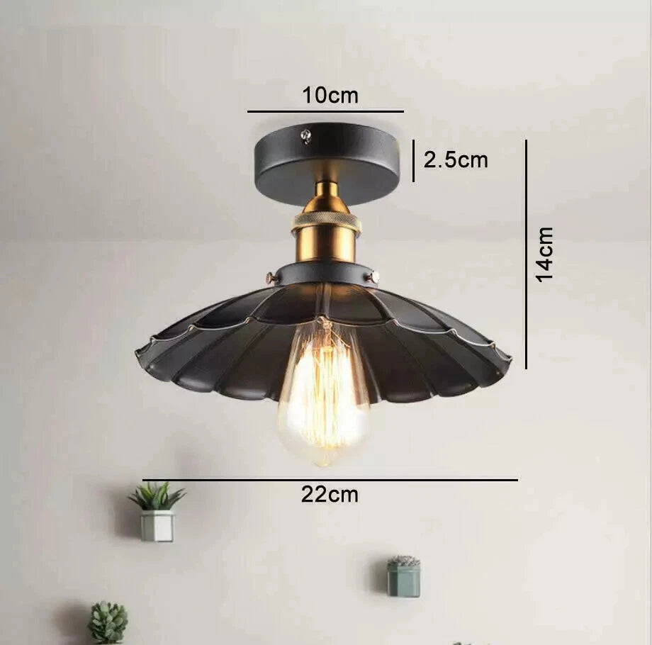 Industrial Flush Ceiling Light – E27 Metal Shade ~1174