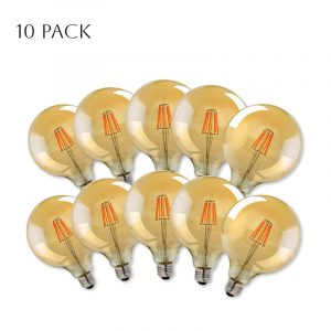 10-Pack G125 E27 8W Dimmable LED Bulbs Vintage Retro Globe Style