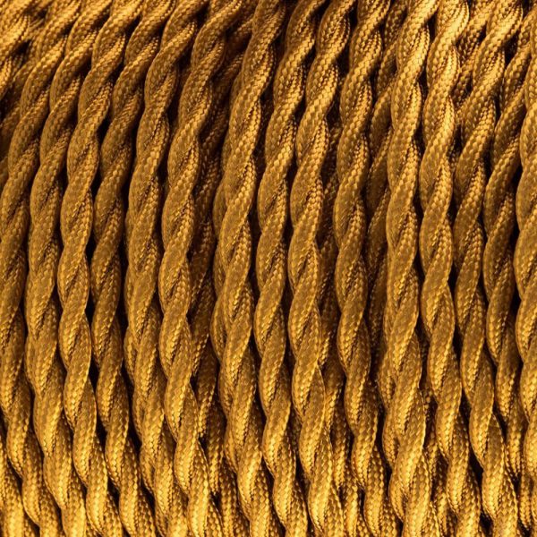 DC VOLTAGE 2 Core Twisted Vintage Fabric Electrical Cable Gold