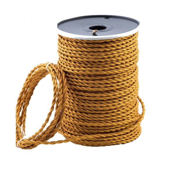 DC VOLTAGE 2 Core Twisted Vintage Fabric Electrical Cable Gold