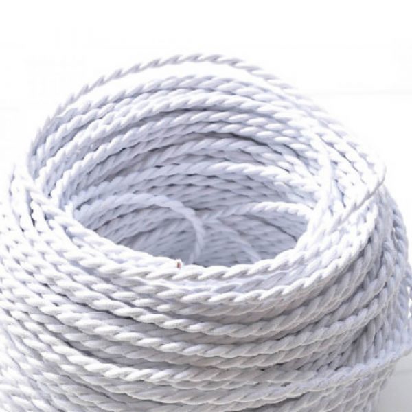 10m 2 Core Twisted Electric Cable White color fabric 0.75mm~4781