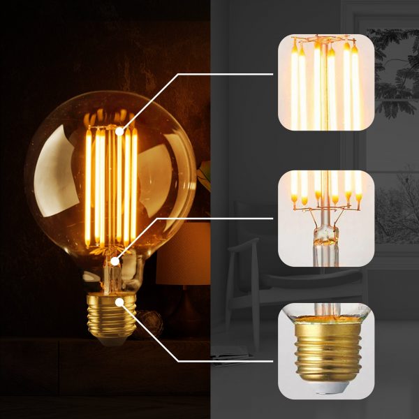 10-Pack G125 E27 8W Dimmable LED Bulbs Vintage Retro Globe Style
